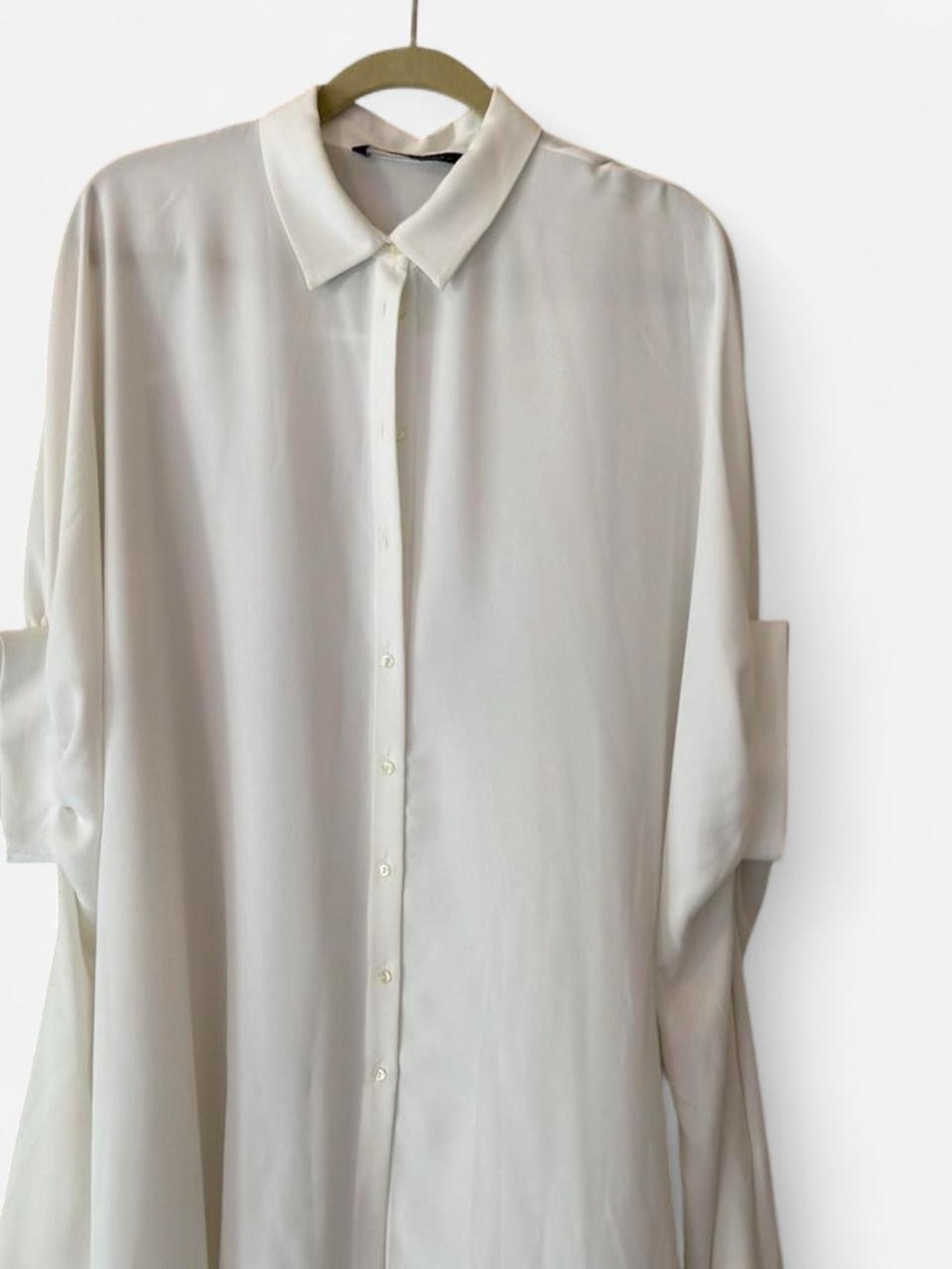 Zara Cream Midi Shirt Dress
